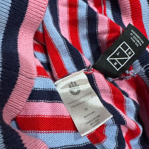 Spiritual Gangster Stripe Nikki Crop Sweater Long Sleeve Top - Pink, Blue Knit M - Picture 5 of 5